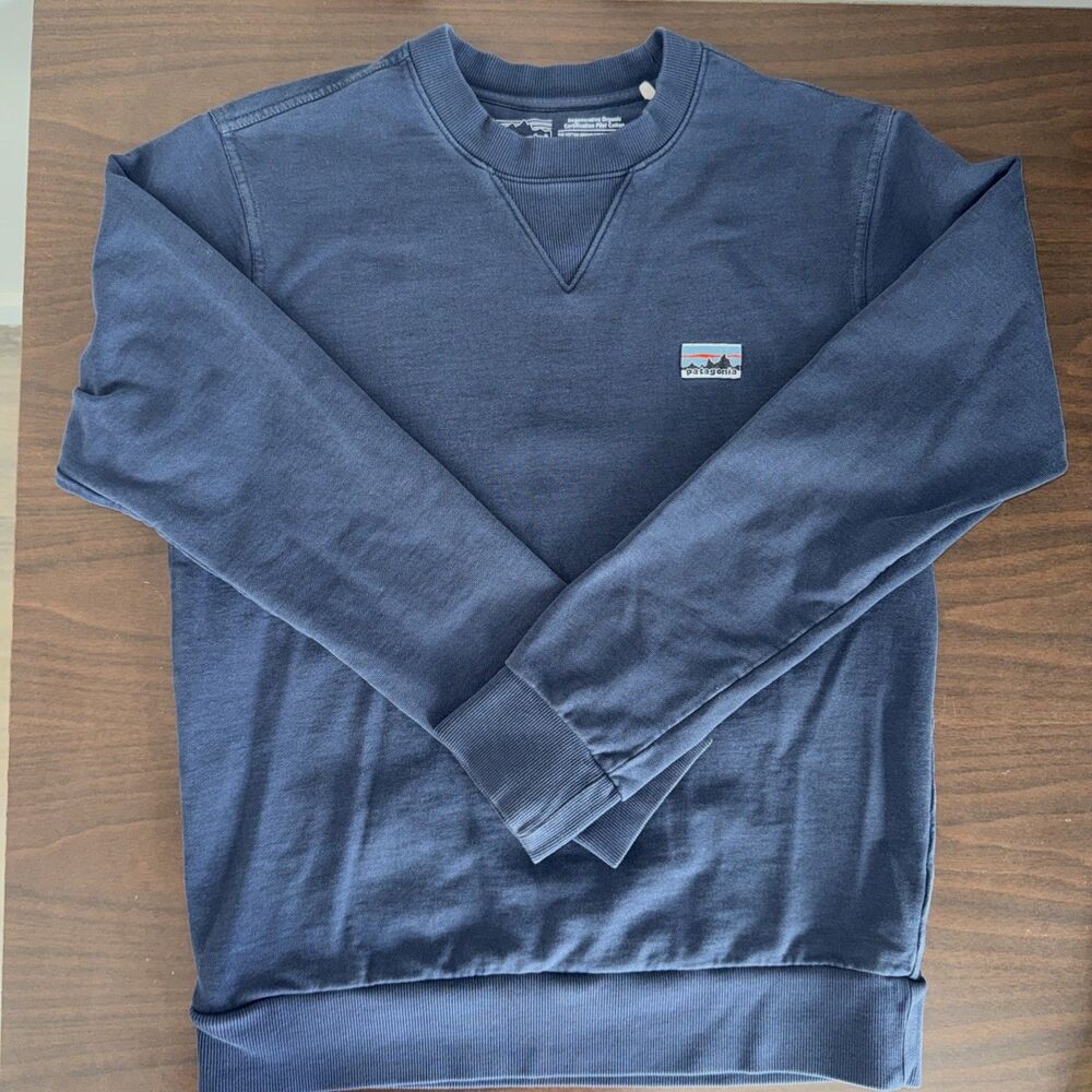 Men's Regenerative Organic Certified Cotton Crewneck Sweatshirt Size Small Navy